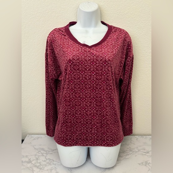 Nautica Tops - Nautica Shirt Women's Size Small Long Sleeve Red Ribbed Geometric Pullover